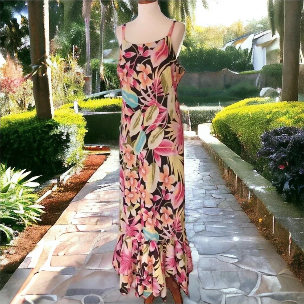 Bold Floral Maxi Dress 2-Piece tank and duster